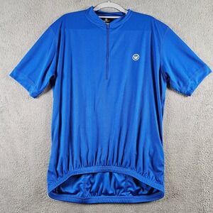 Canari Mens Blue 1/4 Zip Short Sleeve Cycling Jersey Waffle Knit Large RN109814